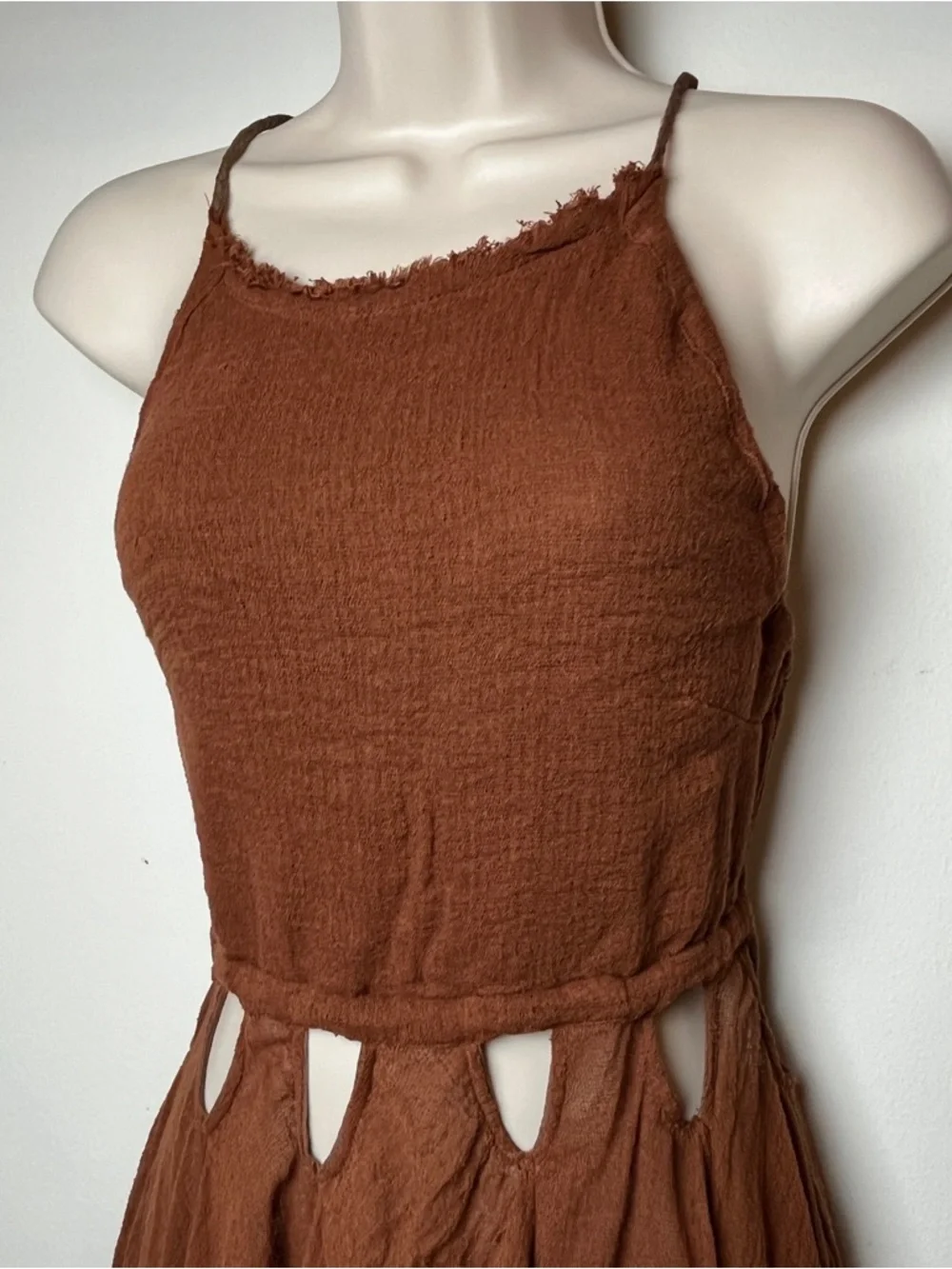 Free People Cutout Sundress Open Tie Back Beach Bohemian Festival Small - Picture 6 of 12